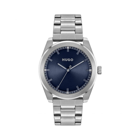HUGO Men's Bright Round Blue Dial Stainless Steel Watch
