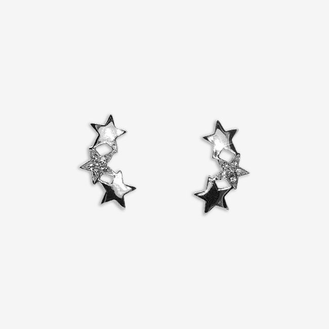 Silver & CZ Star Ear Climbers