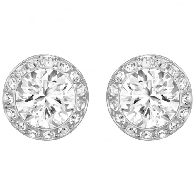 Una Angelic White Crystal Pave Earrings in Rhodium Silver