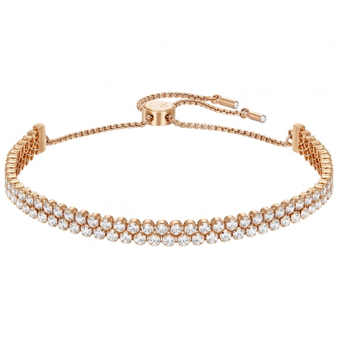 Matrix Tennis White Crystal Bracelet in Rose Gold
