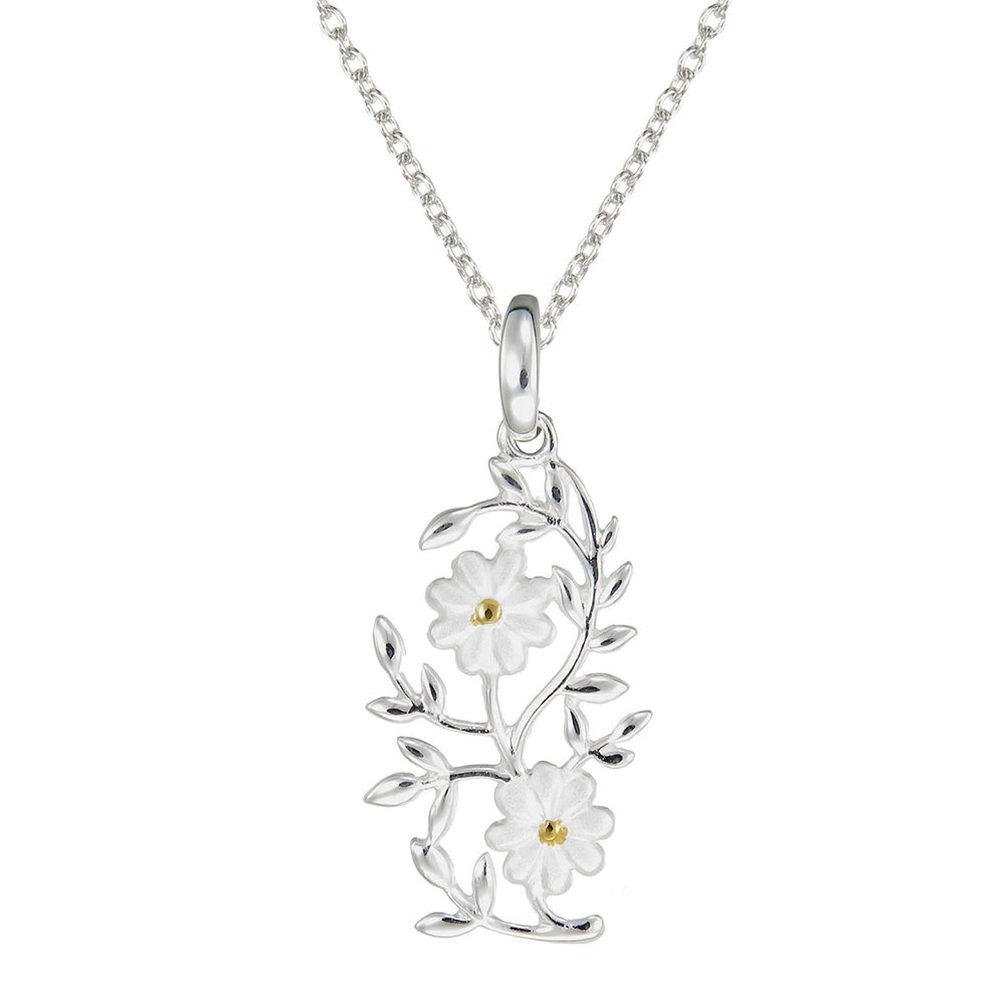 Grace Silver Flower Bouquet Pendant Necklace with Gold