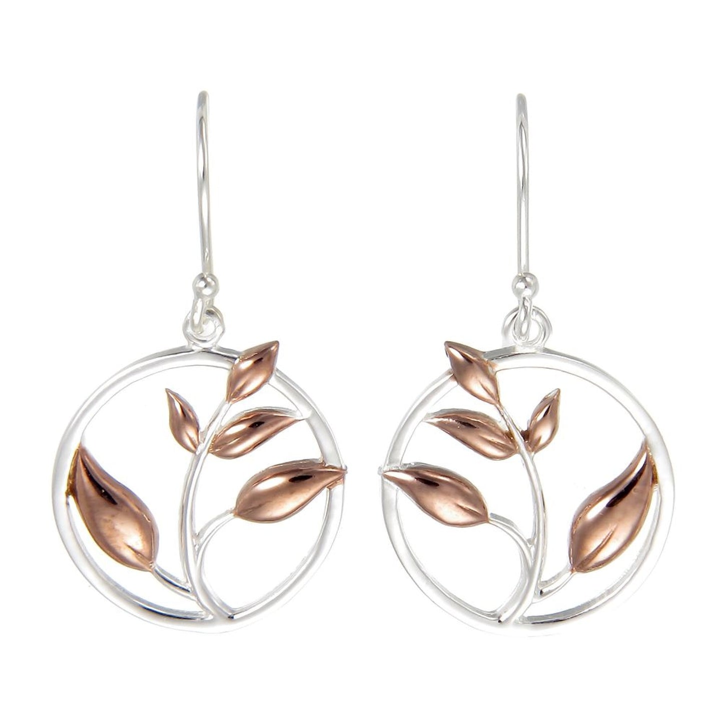 Grace Silver Tulip Drop Earrings with Rose Gold