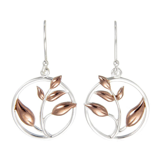 Grace Silver Tulip Drop Earrings with Rose Gold