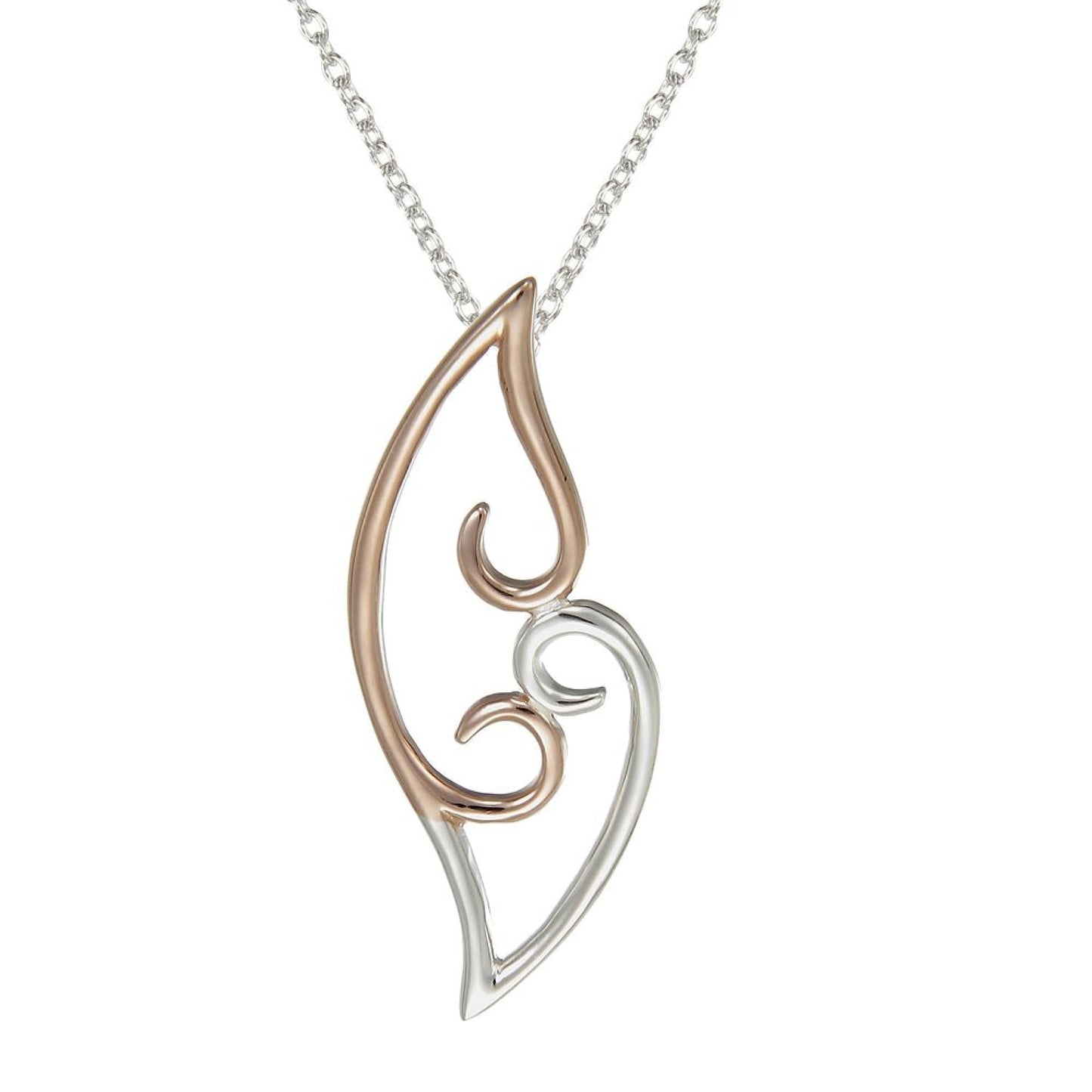Grace Silver Celtic Swirl Pendant Necklace with Rose Gold