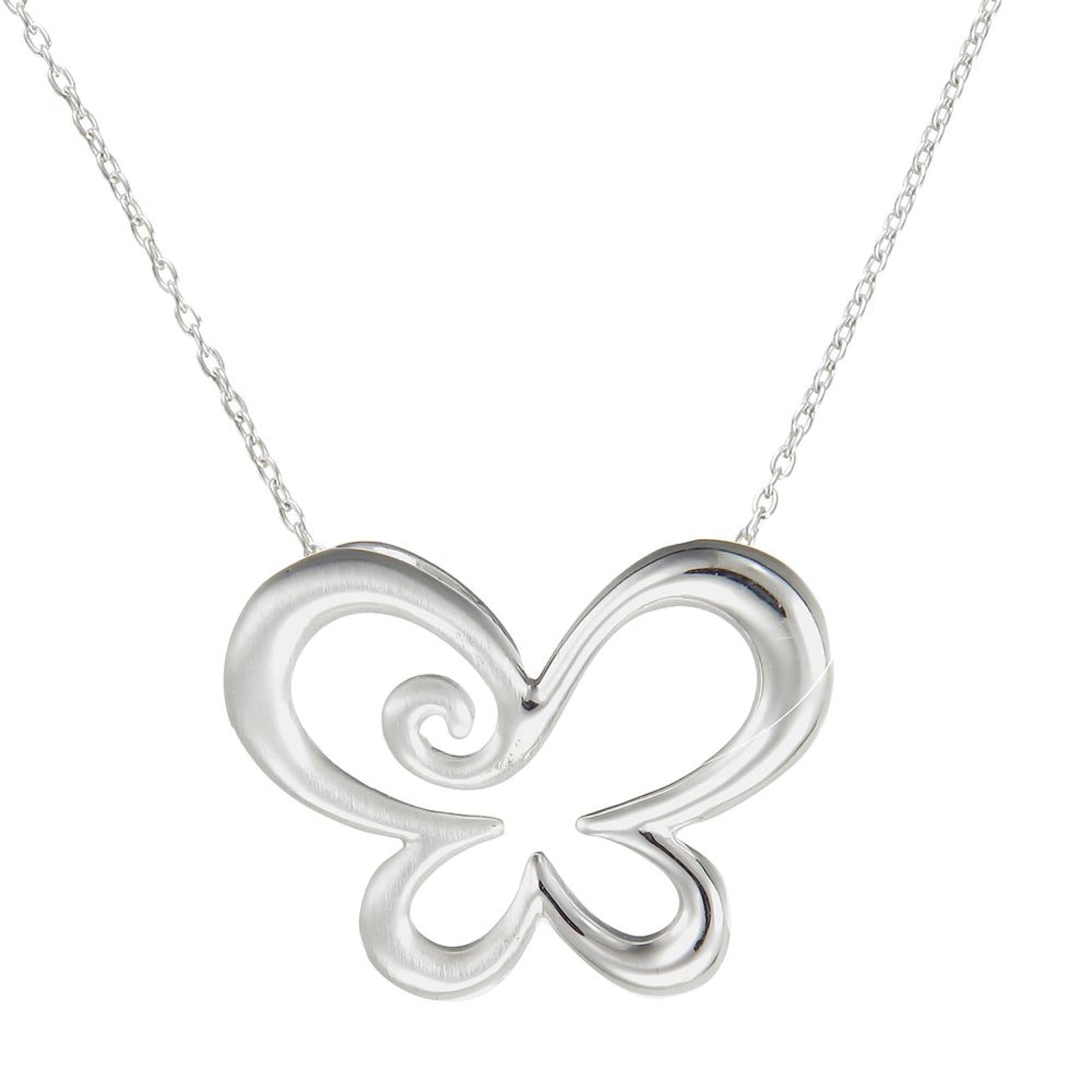 Grace Silver Swirly Butterfly Pendant Necklace