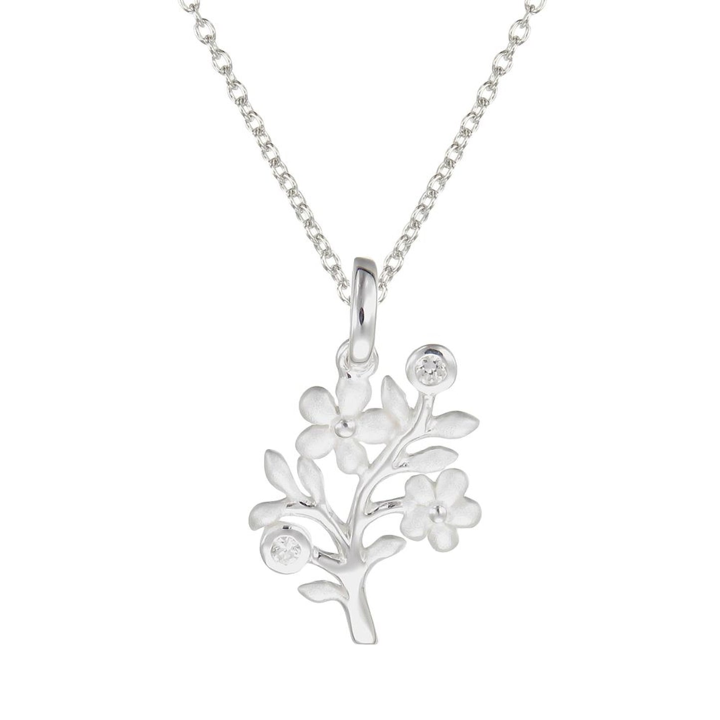Grace Silver Floral Pendant Necklace