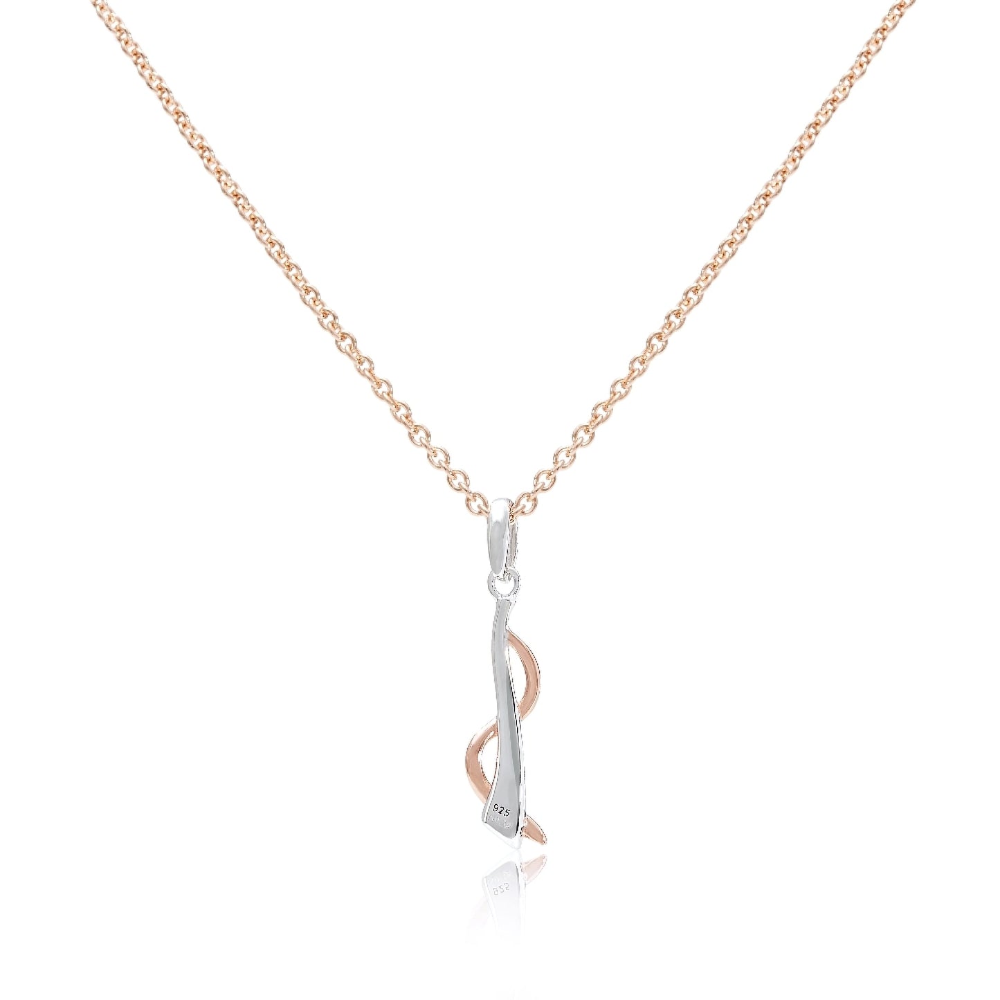 Silver & Rose Gold Vermeil Twist Pendant Necklace