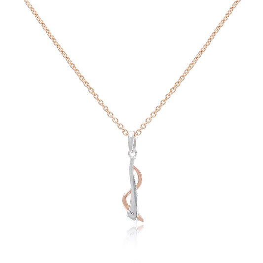 Silver & Rose Gold Vermeil Twist Pendant Necklace