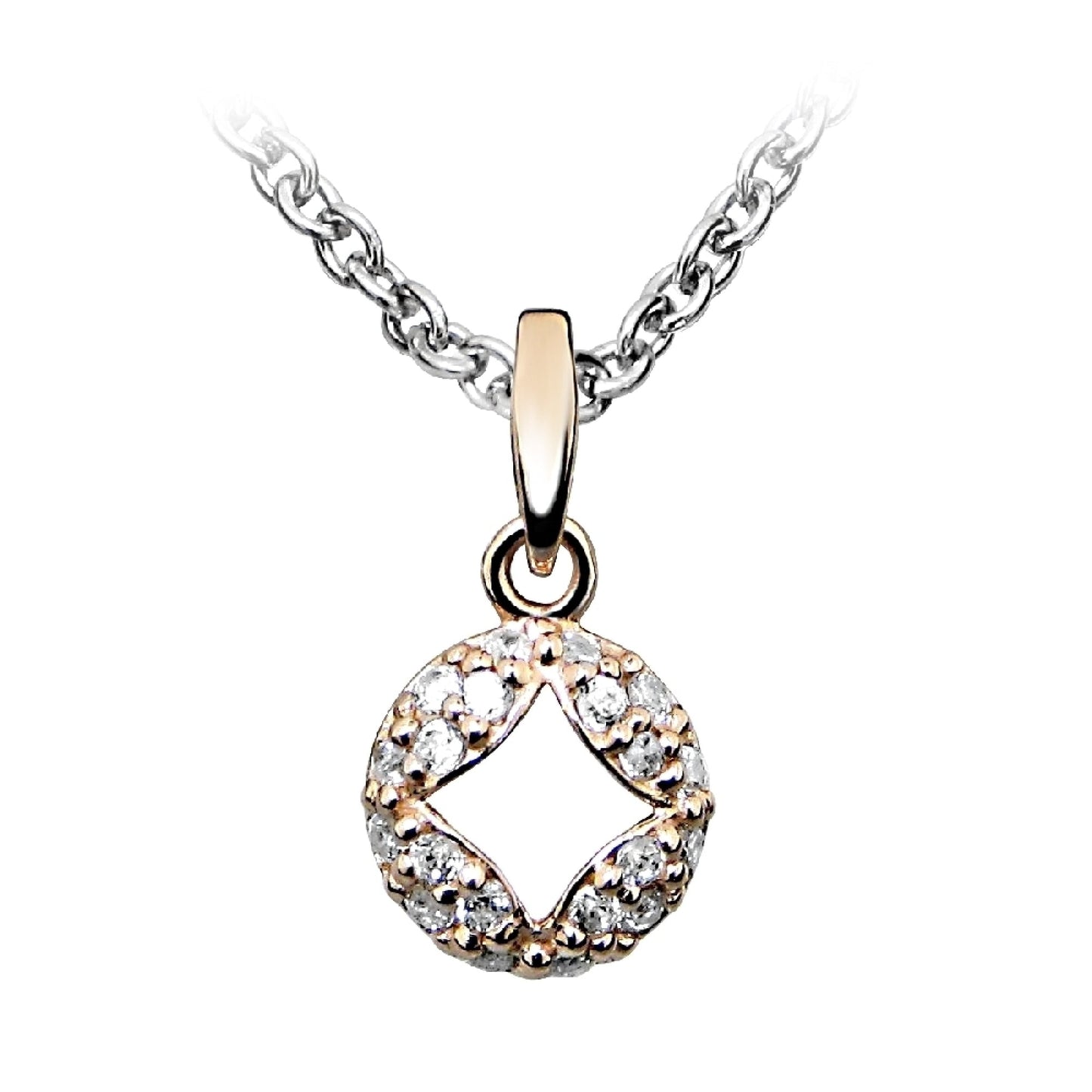 Silver, Rose Gold Vermeil & CZ Diamond Cut Out Necklace