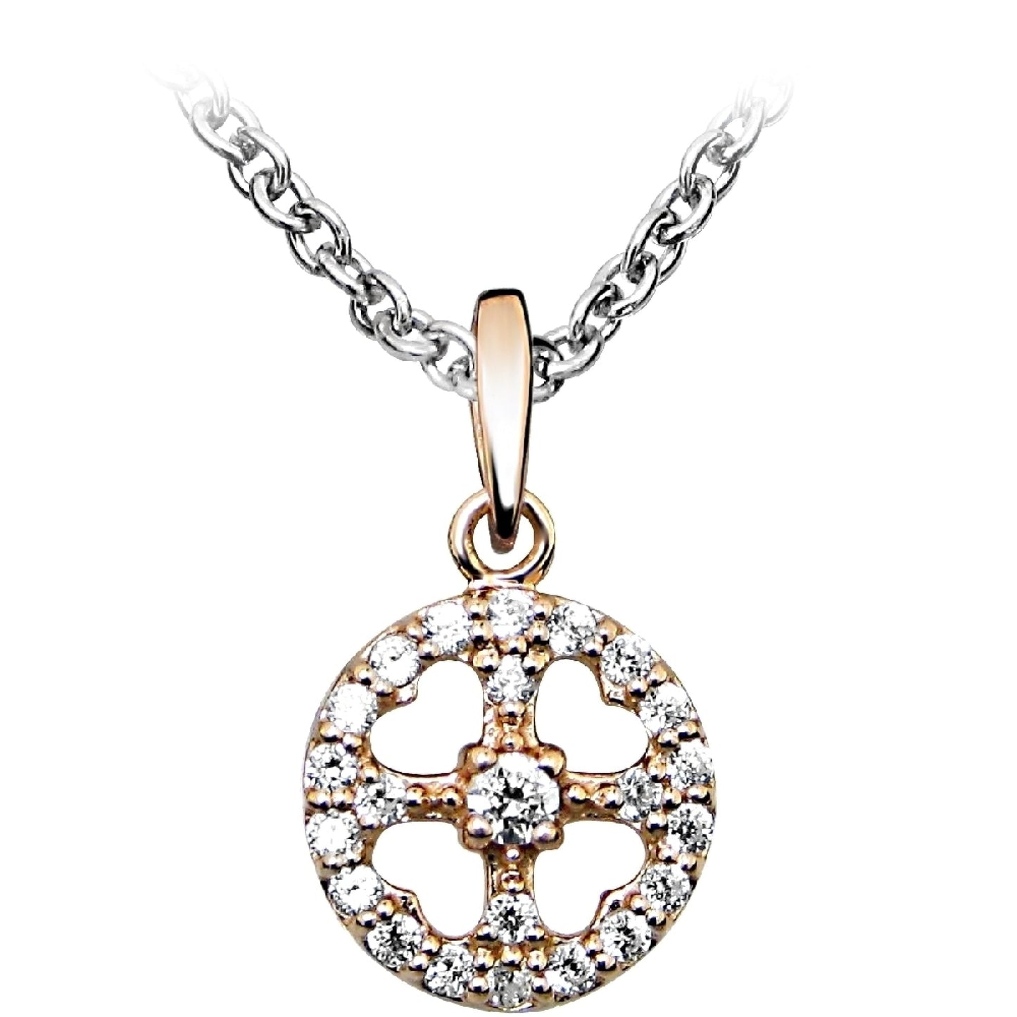Silver Rose Gold Vermeil Circle & Cross Pendant Necklace