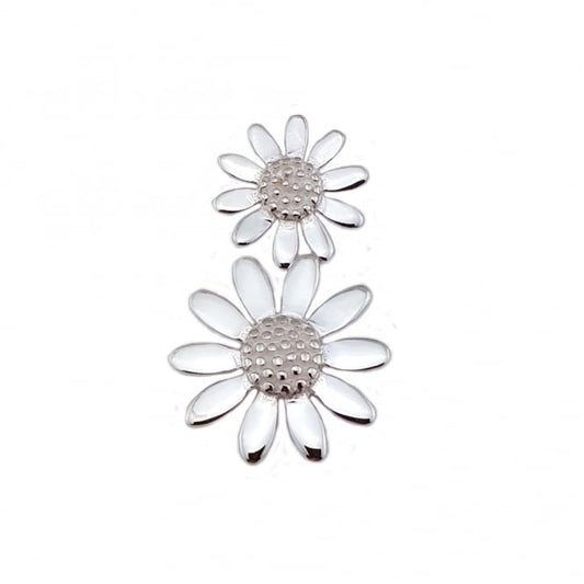 Silver Double Daisy Pendant Necklace