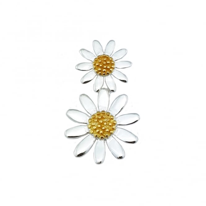 Silver & Gold Double Daisy Pendant Necklace
