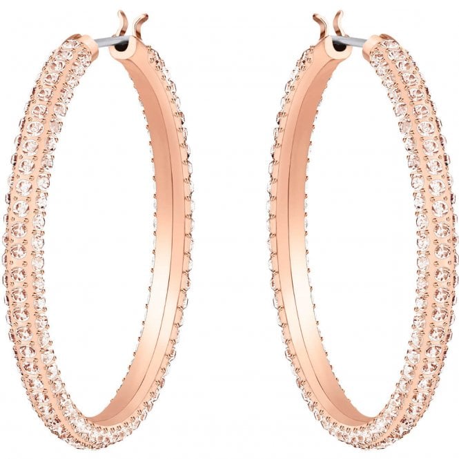 Dextera Pink Crystal Hoop Earrings in Rose Gold