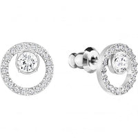Constella Circle White Crystal Earrings in Rhodium Silver