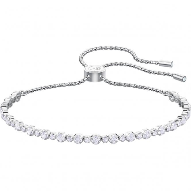Matrix Tennis White Crystal Bracelet in Rhodium Silver