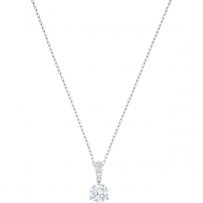 Stilla White Crystal Pendant Necklace in Rhodium Silver