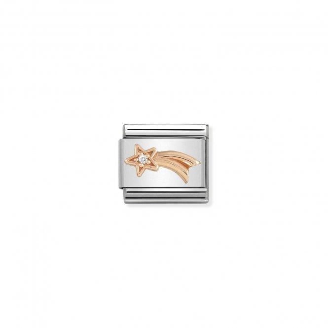 Classic Rose Gold CZ Shooting Star in White Christmas Charms