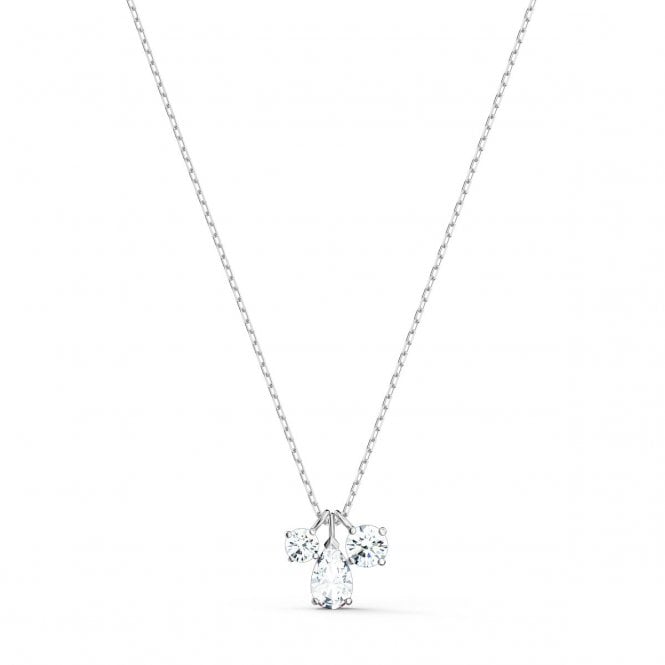 Mesmera Cluster White Crystal Pendant Necklace in Rhodium Silver