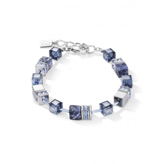 GeoCUBE Bracelet in Silver with Sodalite & Haematite Blue