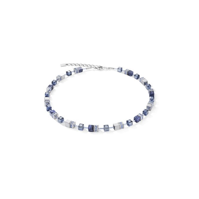 GeoCUBE Necklace in Silver with Sodalite & Haematite Blue