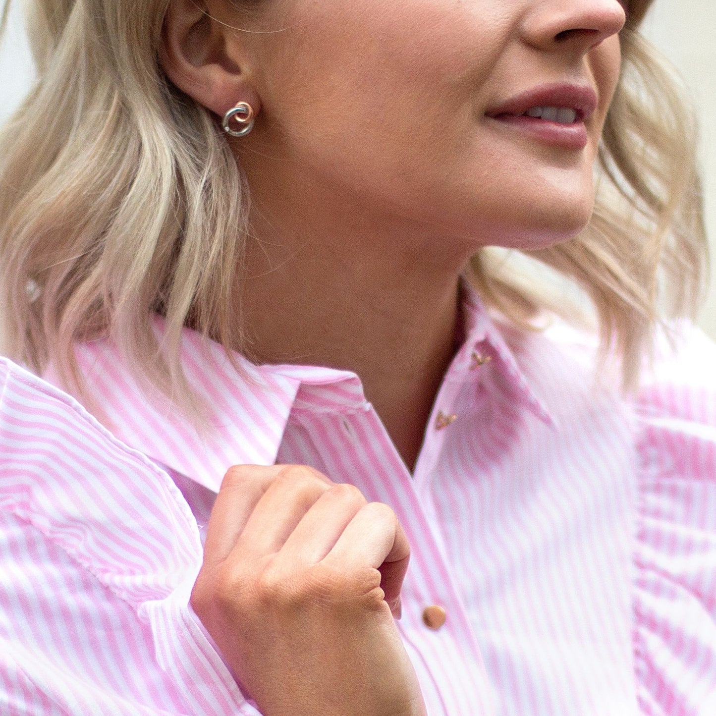 Silver Eternal Earrings with Rose Gold
