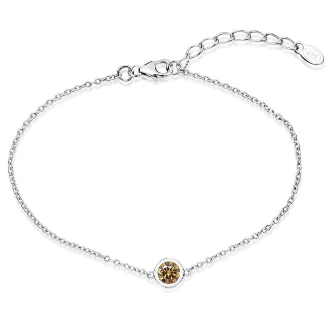 Silver and Champagne CZ Single Stone November Birthstone Bracelet