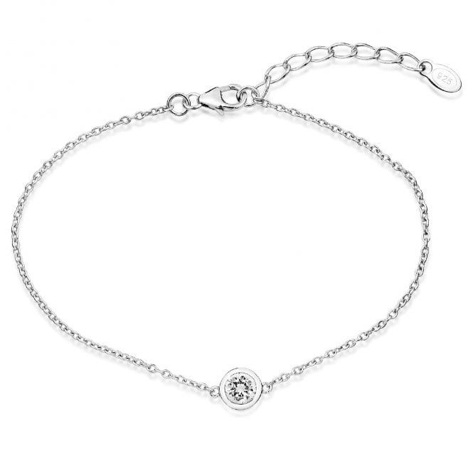 Silver and Clear CZ Single Stone April Birthstone Bracelet