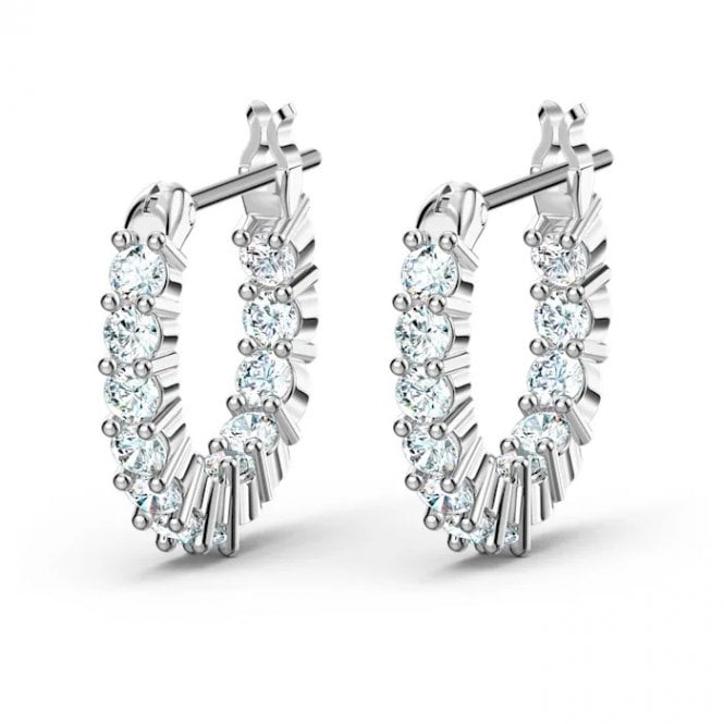 Matrix Vittore Hoop Earrings with White Crystal in Rhodium Silver
