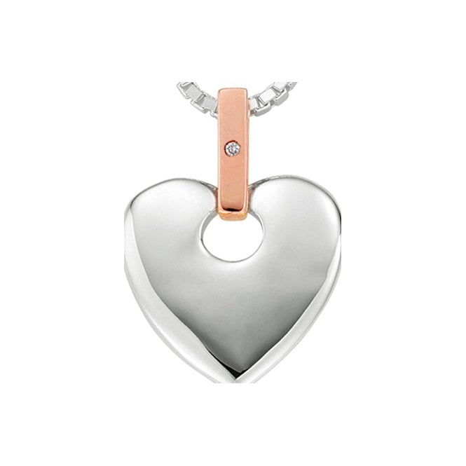 Cariad Silver and Diamond Large Heart Pendant Necklace