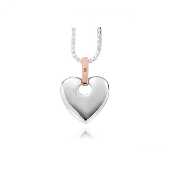 Cariad Silver and Diamond Large Heart Pendant Necklace