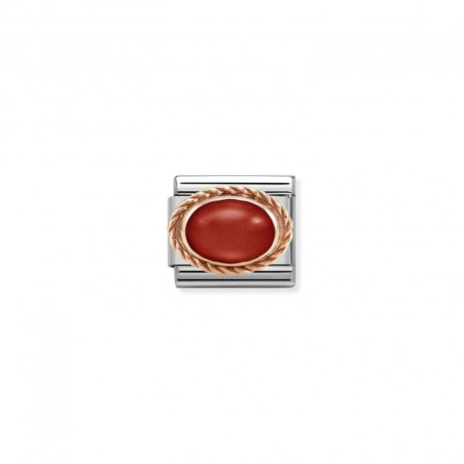 Classic Rose Gold Rich Red Coral Stone Sparkly Charms