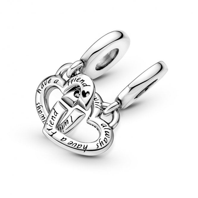 Linked Sister Hearts Split Dangle Charms