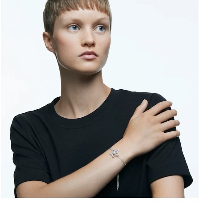 Stella Star Bracelet with White Crystal in Rhodium Silver