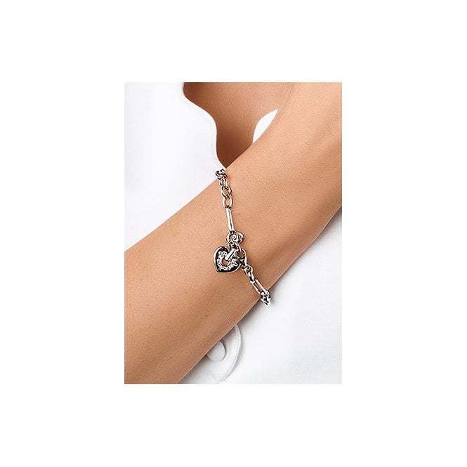 Cariad Silver Sparkle Figaro Bracelet