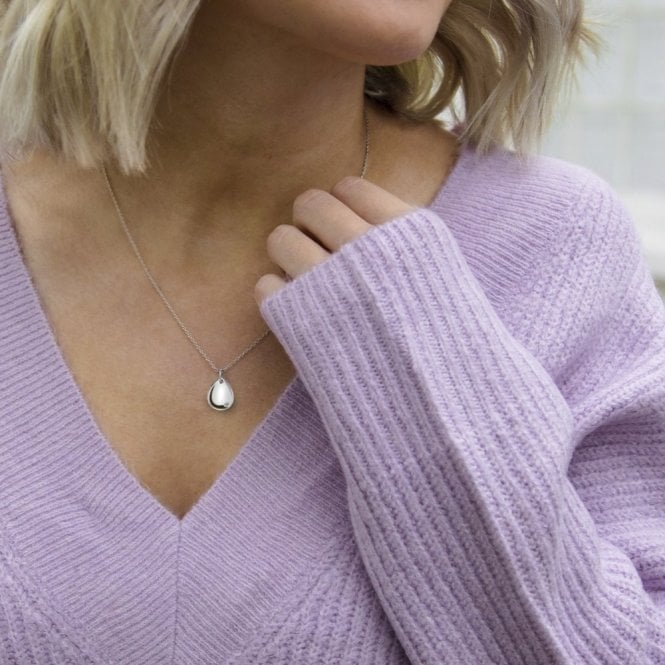 Silver Thoughtful Teardrop Pendant Necklace
