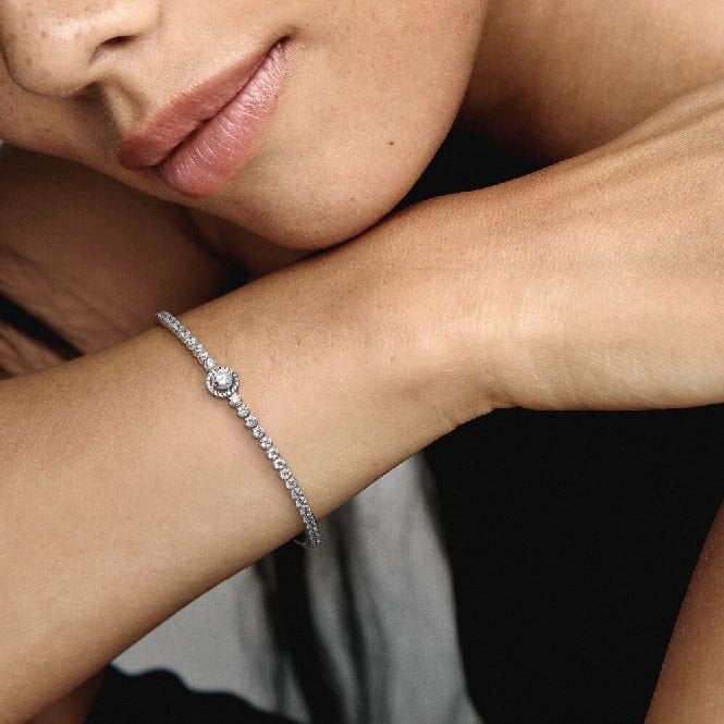 Sparkling Halo Tennis Bracelet, 20cm