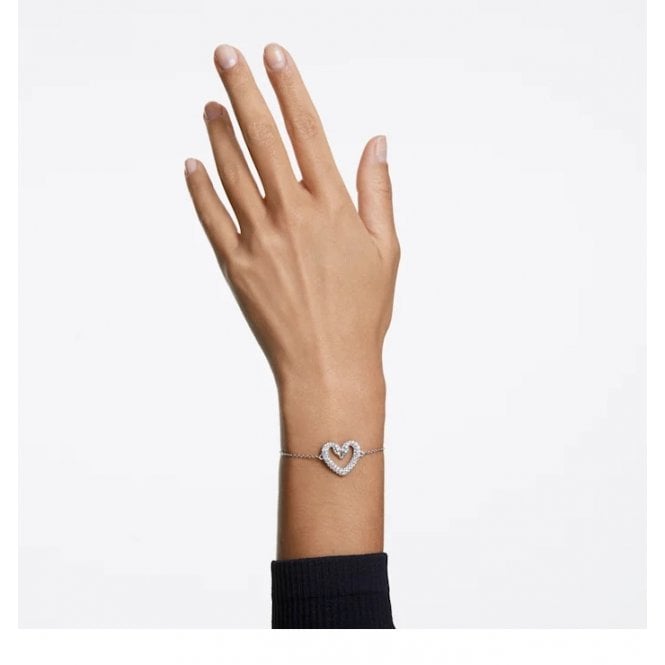 Sublima Heart Bracelet with White Crystal in Rhodium Silver