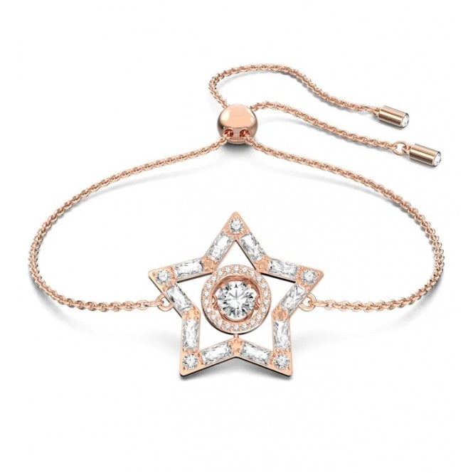 Stella Star Bracelet with White Crystal in Rose Gold