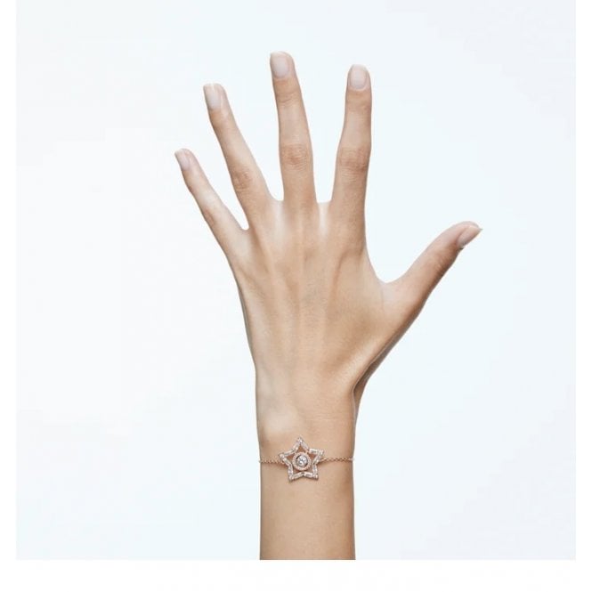 Stella Star Bracelet with White Crystal in Rose Gold