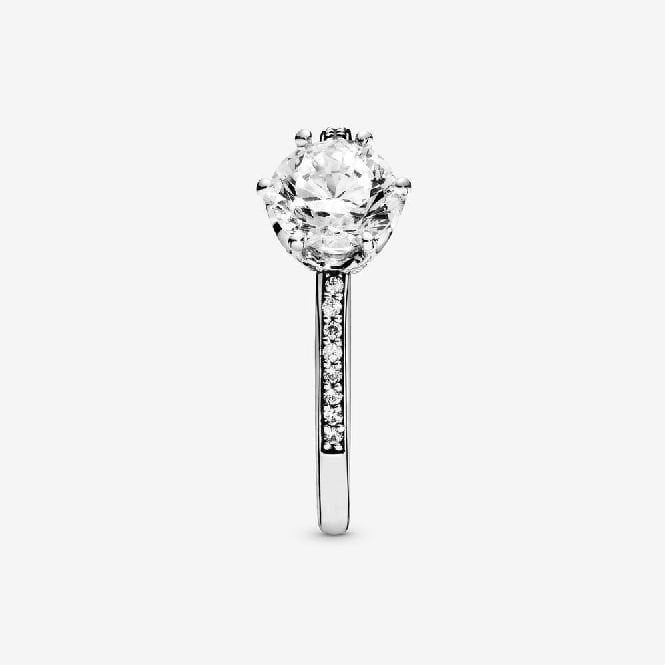 Clear Sparkling Crown Solitaire Ring, Size 48