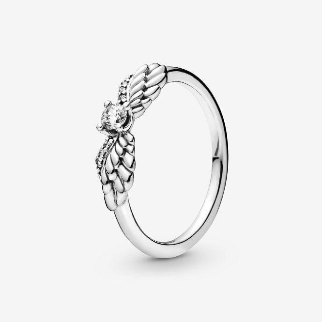 Sparkling Angel Wings Ring, Size 54