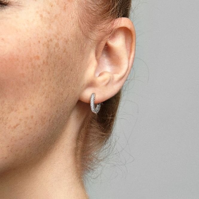 Pave Heart Hoop Earrings