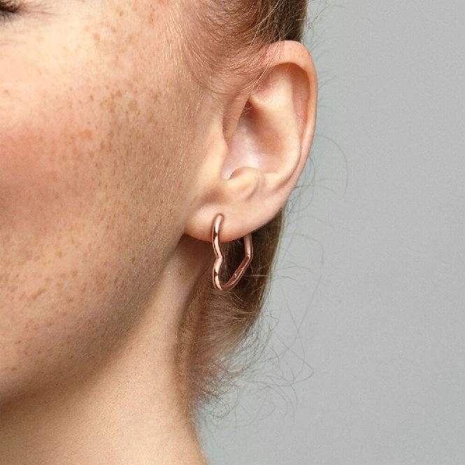 Rose Asymmetric Heart Hoop Earrings