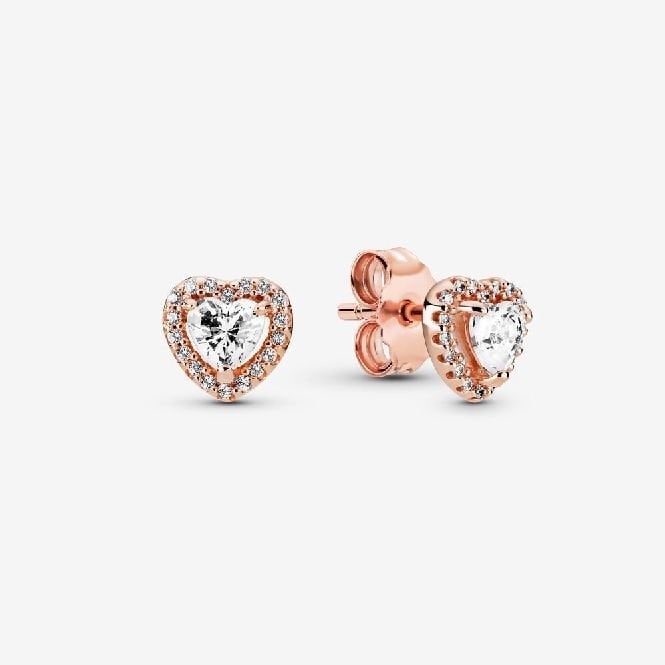 Rose Sparkling Elevated Heart Stud Earrings