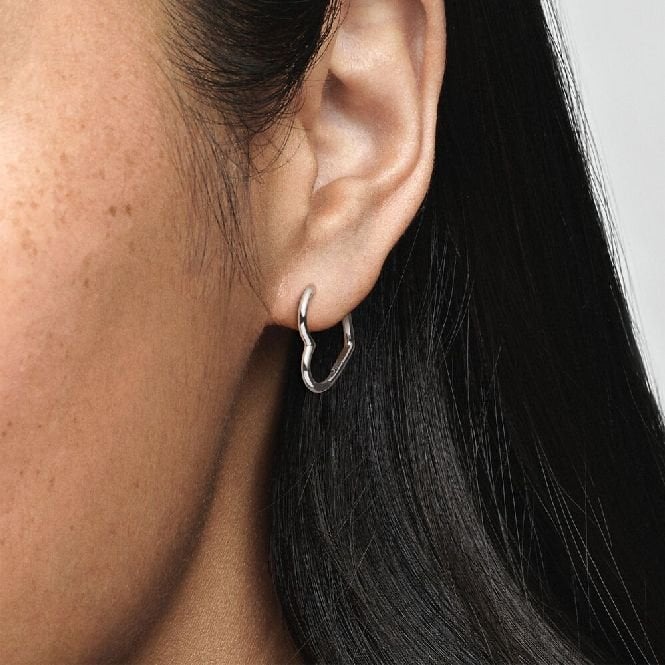 Asymmetrical Small Heart Hoop Earrings