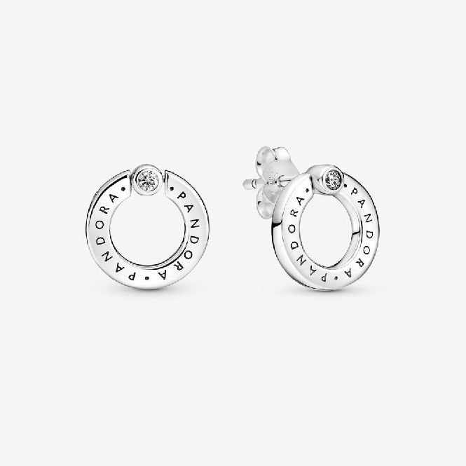 Pave & Logo Circle Reversible Stud Earrings