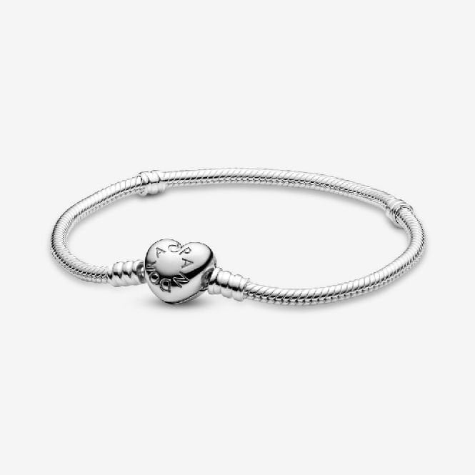 Pandora Moments Heart Clasp Snake Chain Bracelet, 18cm, 590719-18