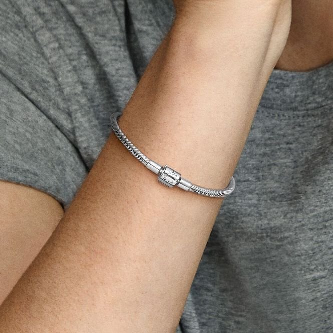Moments Barrel Clasp Snake Chain Bracelet, 17cm