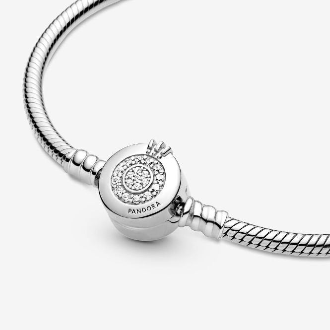 Moments Sparkling Crown O Snake Chain Bracelet, 19cm