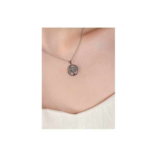 Tree of Life Circle Silver Pendant Necklace